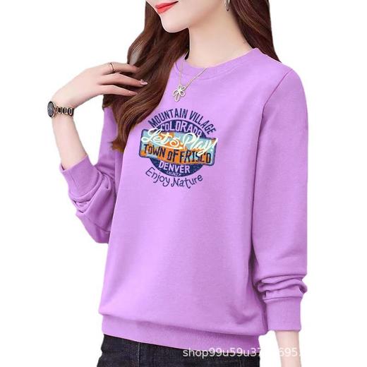 圆领97%棉卫衣女式休闲时尚宽松外套上衣字母印花运动衣显瘦 商品图4