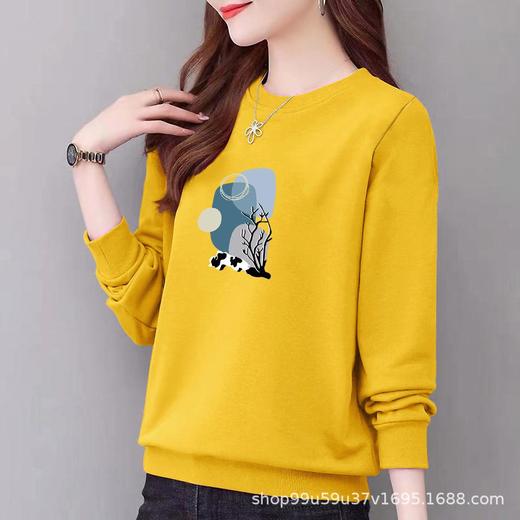 棉质圆领卫衣小毛圈女式宽松休闲时尚外套上衣字母印花运动衣显瘦 商品图3