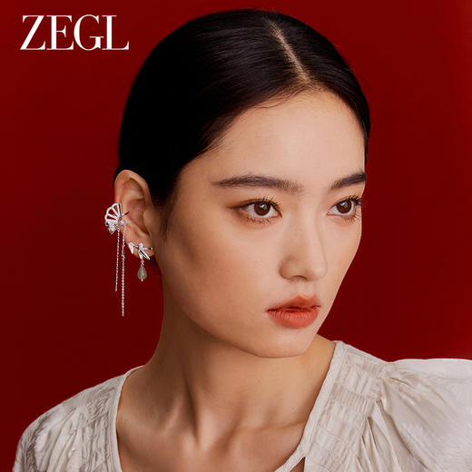 ZEGL设计师清冷玉洁耳妆盘耳环女小众设计感高级东陵玉新中式耳饰 商品图4