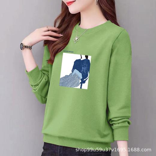 棉质圆领宽松卫衣小毛圈女式显瘦休闲时尚外套上衣字母印花运动衣 商品图3