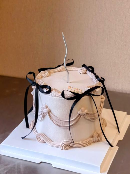 洛丽塔裱花蛋糕 粉色黑色蝴蝶结丝带蛋糕 商品图0