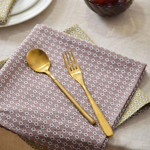 北欧简约格纹餐巾全棉高档田园风擦杯布餐巾 商品图0