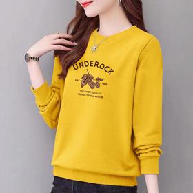 卫衣97%棉圆领女式休闲时尚宽松上衣字母印花运动衣显瘦新款外套