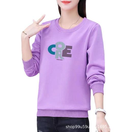 加绒棉质圆领宽松卫衣女式休闲运动衣显瘦时尚外套上衣字母印花 商品图4