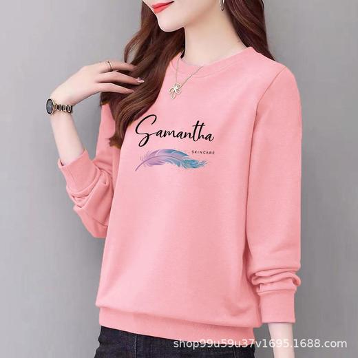 棉质圆领宽松卫衣小毛圈女式休闲运动衣显瘦时尚外套上衣字母印花 商品图0