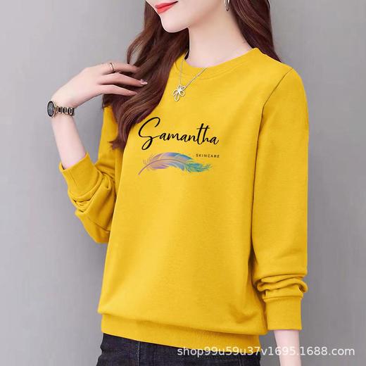 棉质圆领宽松卫衣小毛圈女式休闲运动衣显瘦时尚外套上衣字母印花 商品图3