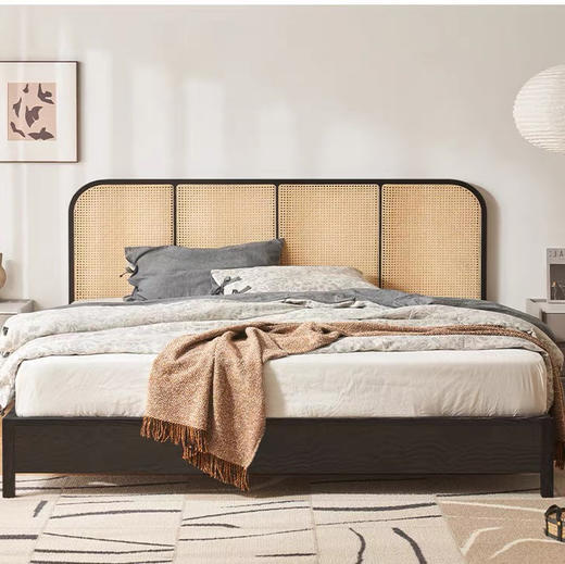 城喧二层卧室橡木烟熏色双人床 商品图3