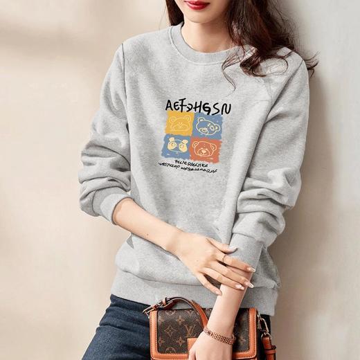 春季女棉圆领宽松卫衣休闲运动衣显瘦时尚卡通印花外套上衣 商品图2