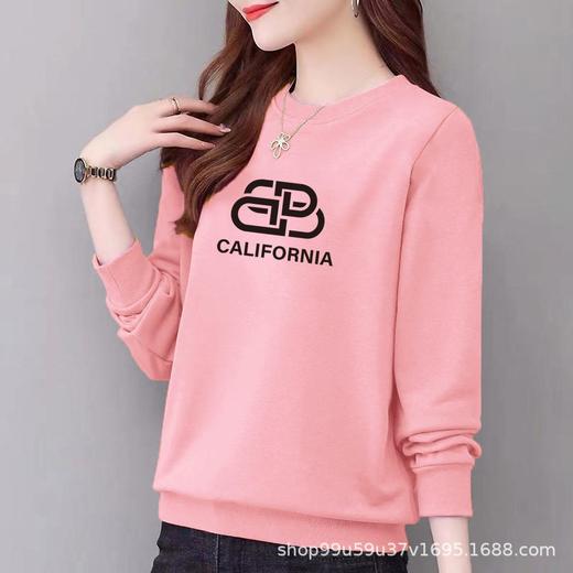 棉质圆领宽松卫衣小毛圈女式休闲时尚外套上衣字母印花运动衣显瘦 商品图1