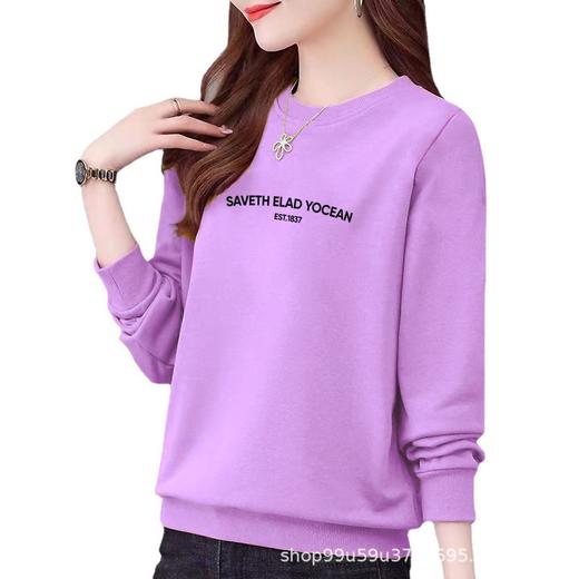 棉圆领卫衣女式小毛圈休闲时尚宽松外套上衣字母印花运动衣显瘦 商品图4