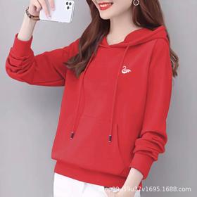 棉边帽卫衣女式春秋装外套休闲时尚宽松上衣字母印花运动衣显瘦