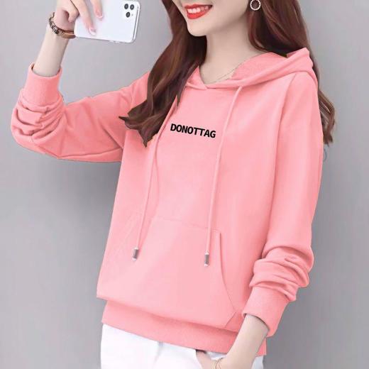 纯棉边帽卫衣女式休闲时尚宽松外套上衣字母印花运动衣显瘦春秋装 商品图2