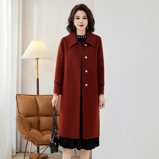 TC 838205妈妈装双面羊毛大衣中长款大码洋气羊毛呢外套 商品图1
