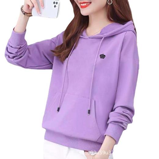 97%棉边帽卫衣女小毛圈春秋装外套休闲宽松上衣字母印花运动衣显 商品图4