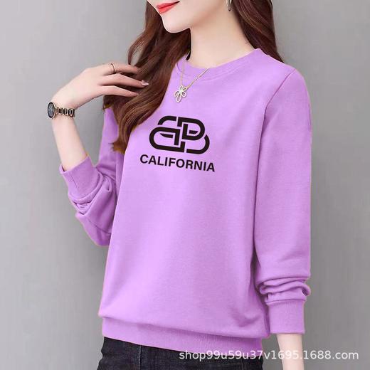 棉质圆领宽松卫衣小毛圈女式休闲时尚外套上衣字母印花运动衣显瘦 商品图0