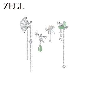 ZEGL设计师清冷玉洁耳妆盘耳环女小众设计感高级东陵玉新中式耳饰