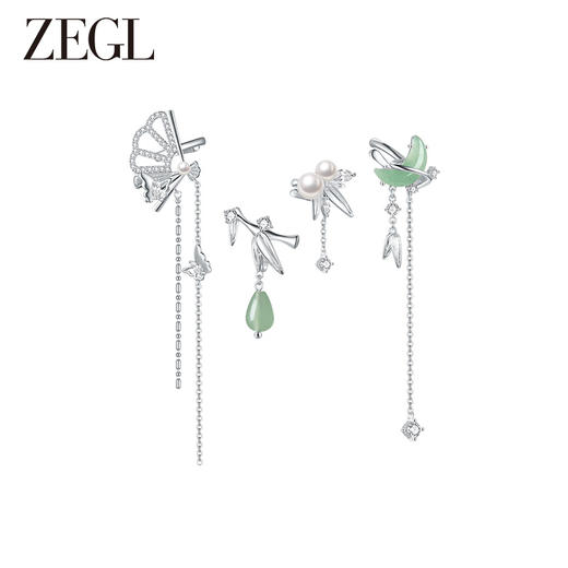 ZEGL设计师清冷玉洁耳妆盘耳环女小众设计感高级东陵玉新中式耳饰 商品图0