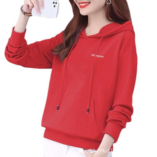 边帽卫衣97%棉女春秋装外套休闲时尚宽松上衣字母印花运动衣显瘦 商品图4