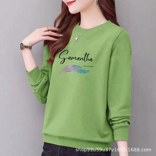 棉质圆领宽松卫衣小毛圈女式休闲运动衣显瘦时尚外套上衣字母印花 商品图2