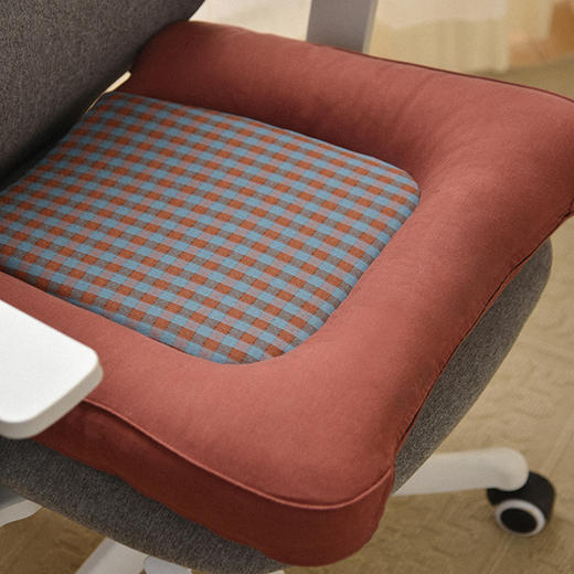 复古渔夫格纹系列人体工学电脑椅垫四季通用坐垫 商品图3