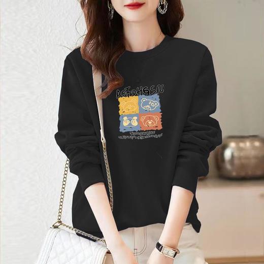 春季女棉圆领宽松卫衣休闲运动衣显瘦时尚卡通印花外套上衣 商品图3