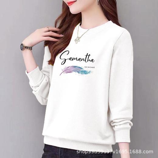 棉质圆领宽松卫衣小毛圈女式休闲运动衣显瘦时尚外套上衣字母印花 商品图1