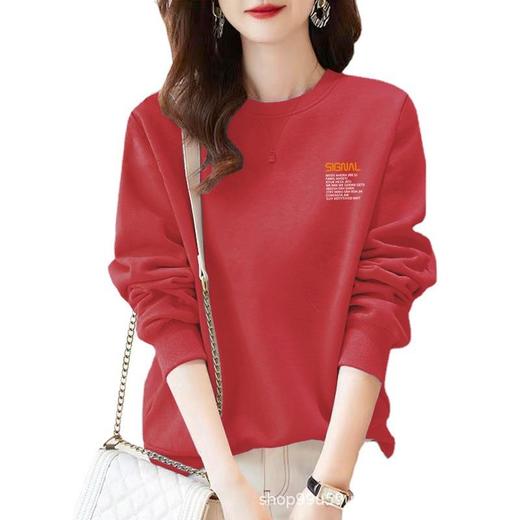 加绒女式棉质圆领宽松卫衣休闲上衣运动衣显瘦时尚印花外套字母 商品图4