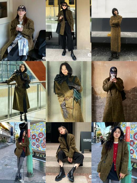 HIDEMI alpaca长毛羊驼毛苏力无领式垫肩一粒扣西装大衣 长款/短款 商品图3