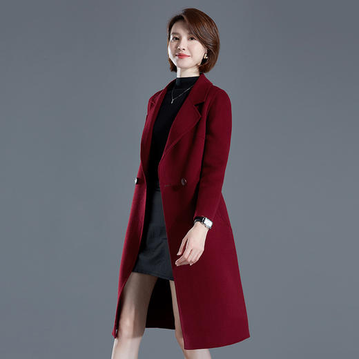 秋冬西装式呢大衣双面羊绒中长款气质毛呢外套KQ-215105 商品图1