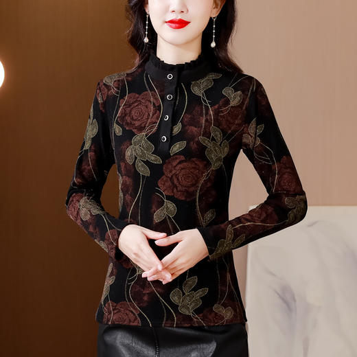 半高圆领打底衫，加绒加厚洋气小衫内搭上衣KQL-765G985 商品图3