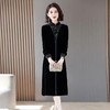 A8868真丝绒连衣裙新款高端打底内搭2023妈妈丝绒春秋冬 商品缩略图2