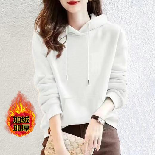 连帽加绒多色棉质卫衣运动宽松休闲时尚印花外套上衣女潮秋冬新款 商品图2