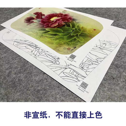【大彩图】龚雪青工笔画白描底稿小品《牡丹》临摹勾线花鸟线稿XQ26 商品图2