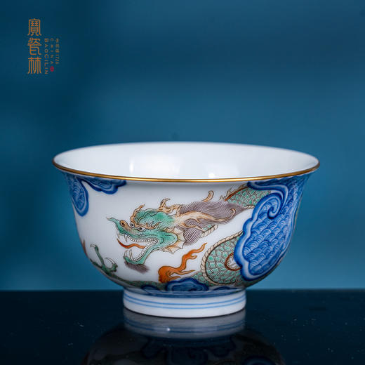 青花五彩描金龙纹杯 商品图0