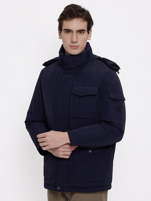 callisto深蓝色鸭绒立领连帽羽绒夹克 FSFED301X 商品图0