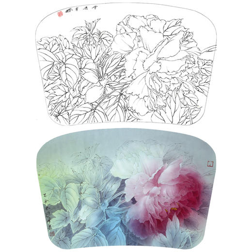 【大彩图】龚雪青工笔画白描底稿小品《牡丹》临摹勾线花鸟线稿XQ27 商品图0