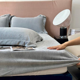 云端触感！慕斯加厚天鹅绒360度纯色床笠