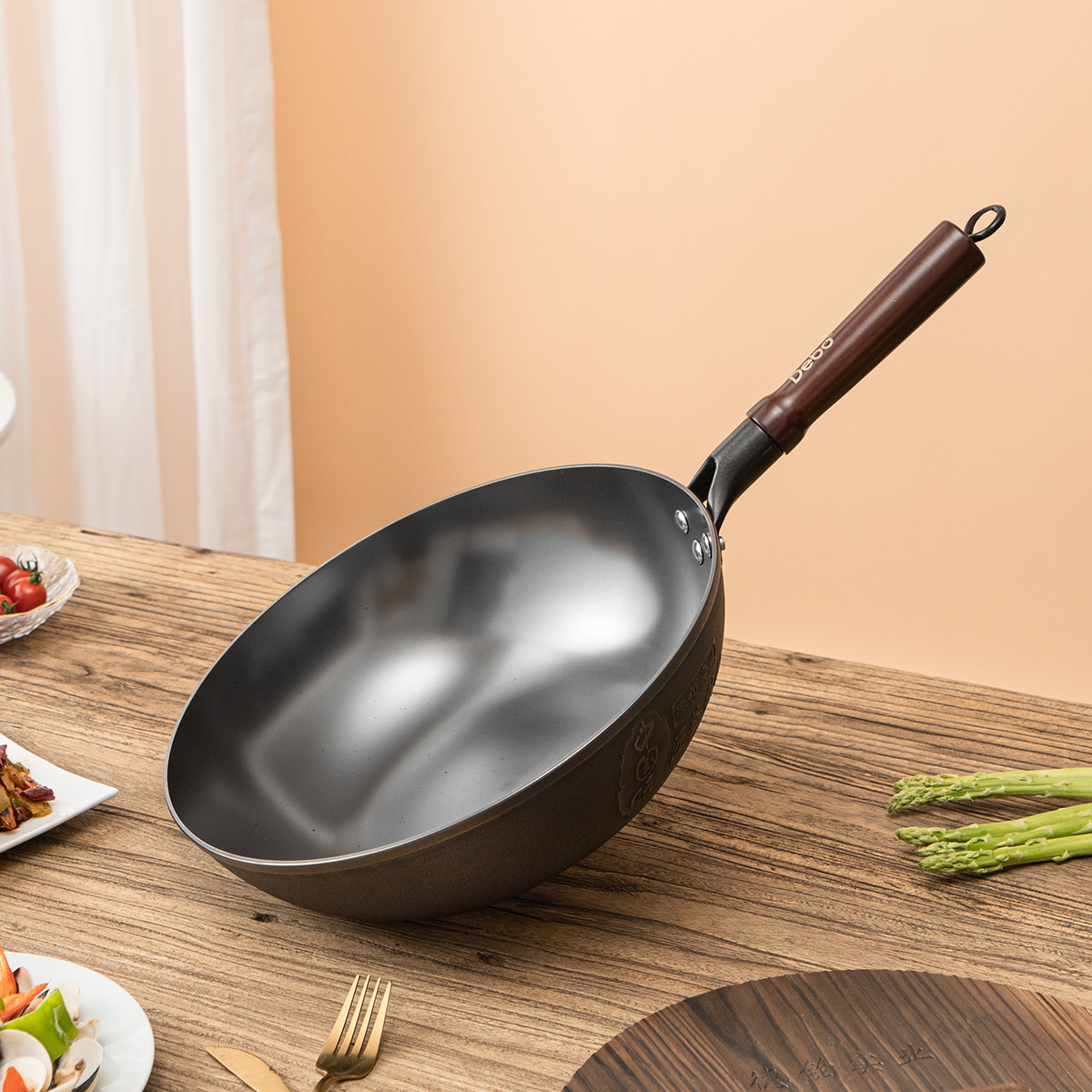 Debo德铂臻匠物理不粘炒锅无涂层精铁铸铁炒菜锅