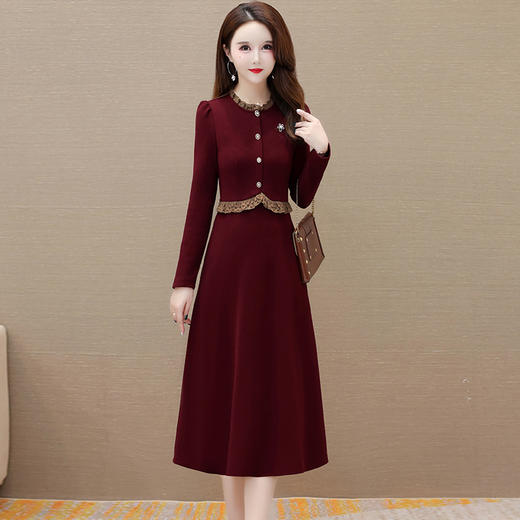 时尚拼结，假两件中长款连衣裙QYM-JJ-BS23B13-Y 商品图0