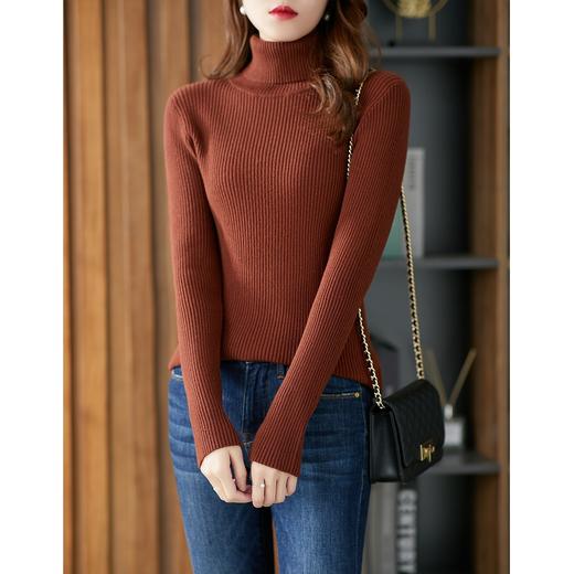 原形高领毛衣女修身202冬季新款韩版修身显瘦针织衫百搭打底衫 商品图3