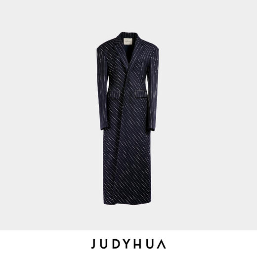 JUDYHUA 条纹拼接收腰大衣 商品图3
