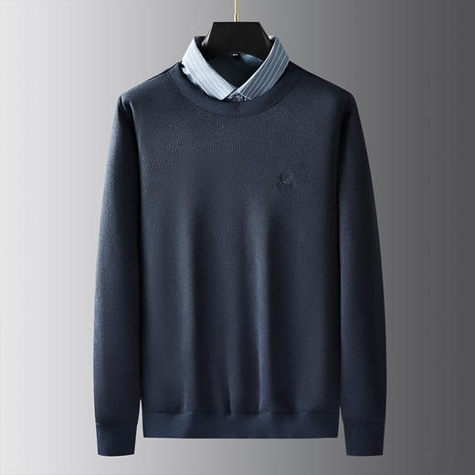 【加绒假两件】【新款DDP】大依优型大码加绒长袖Polo衫假两件弹力加肥加大胖子上衣男士T恤肥佬打底男装 商品图1