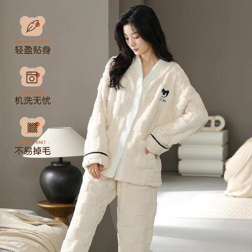 【优雅小香风】【猫人】【M-XXL】女士加绒家居服睡衣套装 商品图3
