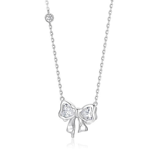 KADER卡蒂罗 丝缎蝴蝶结 优雅 梦幻闪耀 浪漫气质 S925银 项链 女款 商品图0