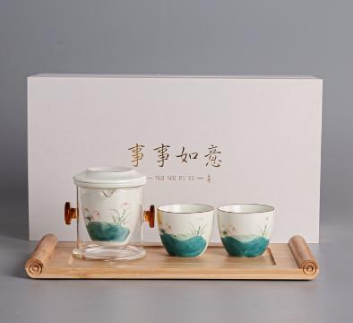 手绘青连红茶泡+二杯+盘+礼盒 商品图0