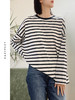EAZYPEZY 2023AW 长绒棉条纹宽松长袖T恤 商品缩略图1