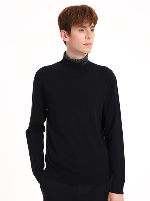 callisto藏青羊毛混纺毛衣 FSKNW109C 商品图1