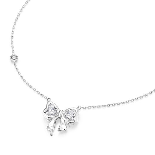 KADER卡蒂罗 丝缎蝴蝶结 优雅 梦幻闪耀 浪漫气质 S925银 项链 女款 商品图2