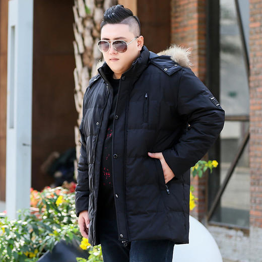 【2天发货】【超大码】【可拆卸帽】【新款DYH】大依优型大码中长款羽绒服毛领白鸭绒加肥加大休闲胖子大码男休闲宽松上衣肥佬冬季外套 商品图1