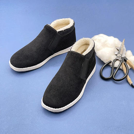 内联升男鞋手工棉鞋千层底高腰灯芯绒毛领棉靴8542A 商品图2